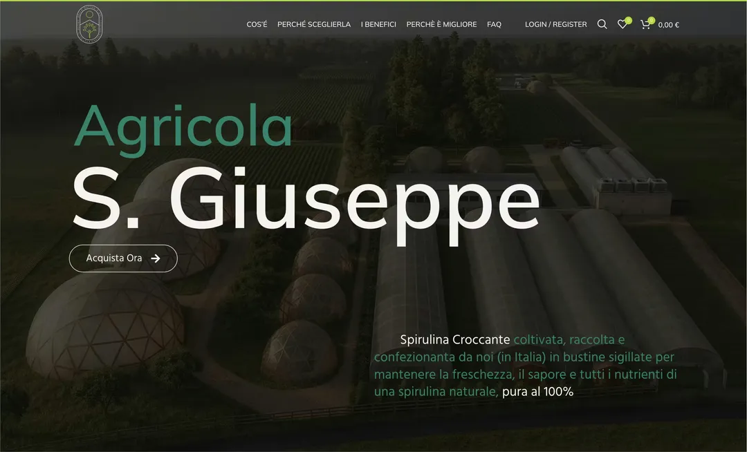 La prima schermata del sito di Agricola San Giuseppe