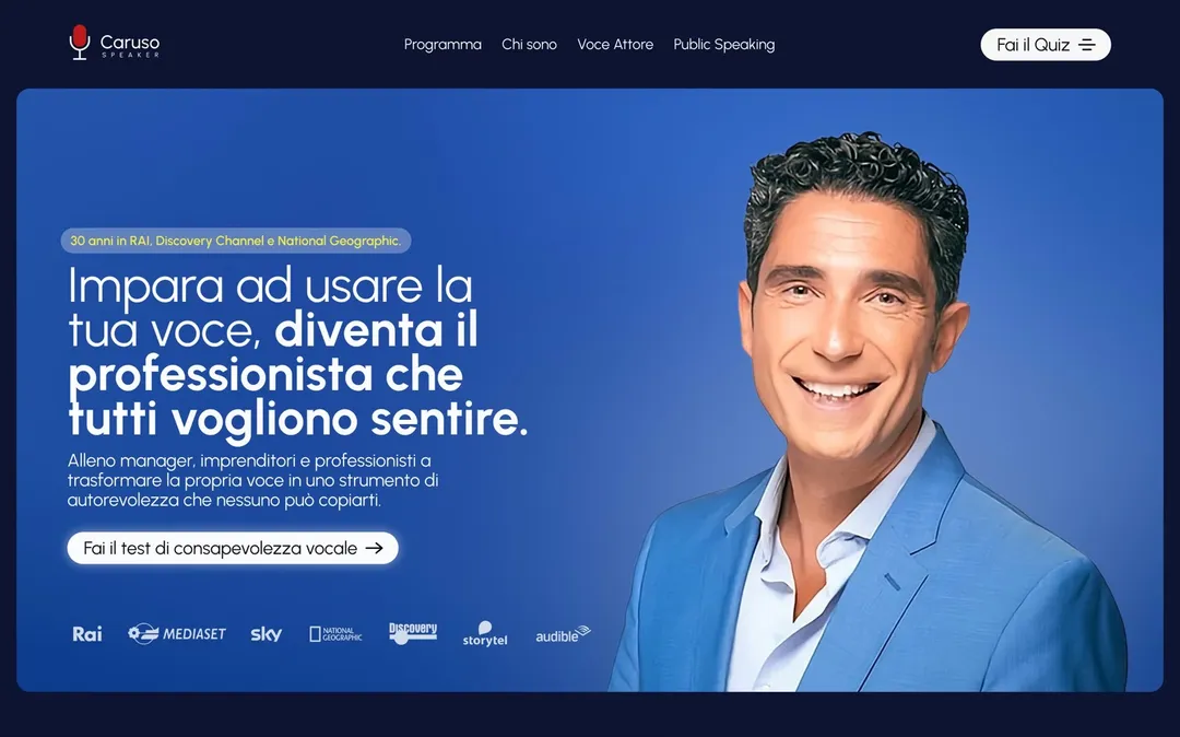 La prima schermata del sito di Caruso Speaker