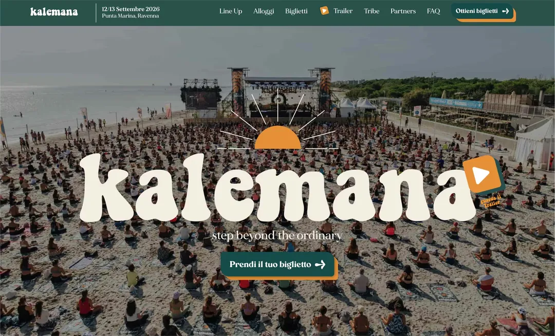 La prima schermata del sito di Kalemana Festival