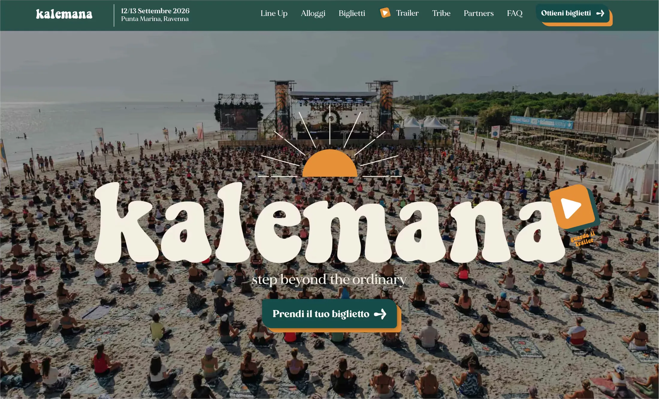 La prima schermata del sito di Kalemana Festival dopo il progetto