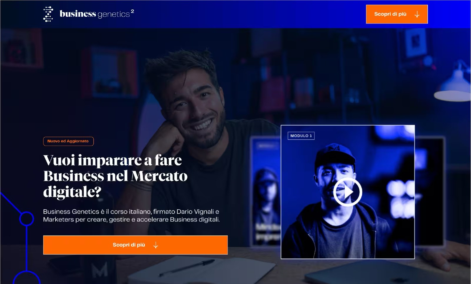 La prima schermata di Business Genetics prima del progetto